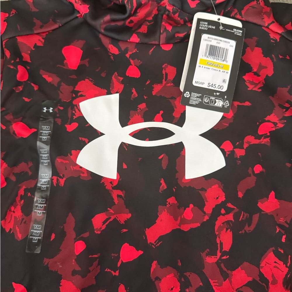 Under Armour Kids Red and Black Camo Hoodie Medium - Picture 2 of 5